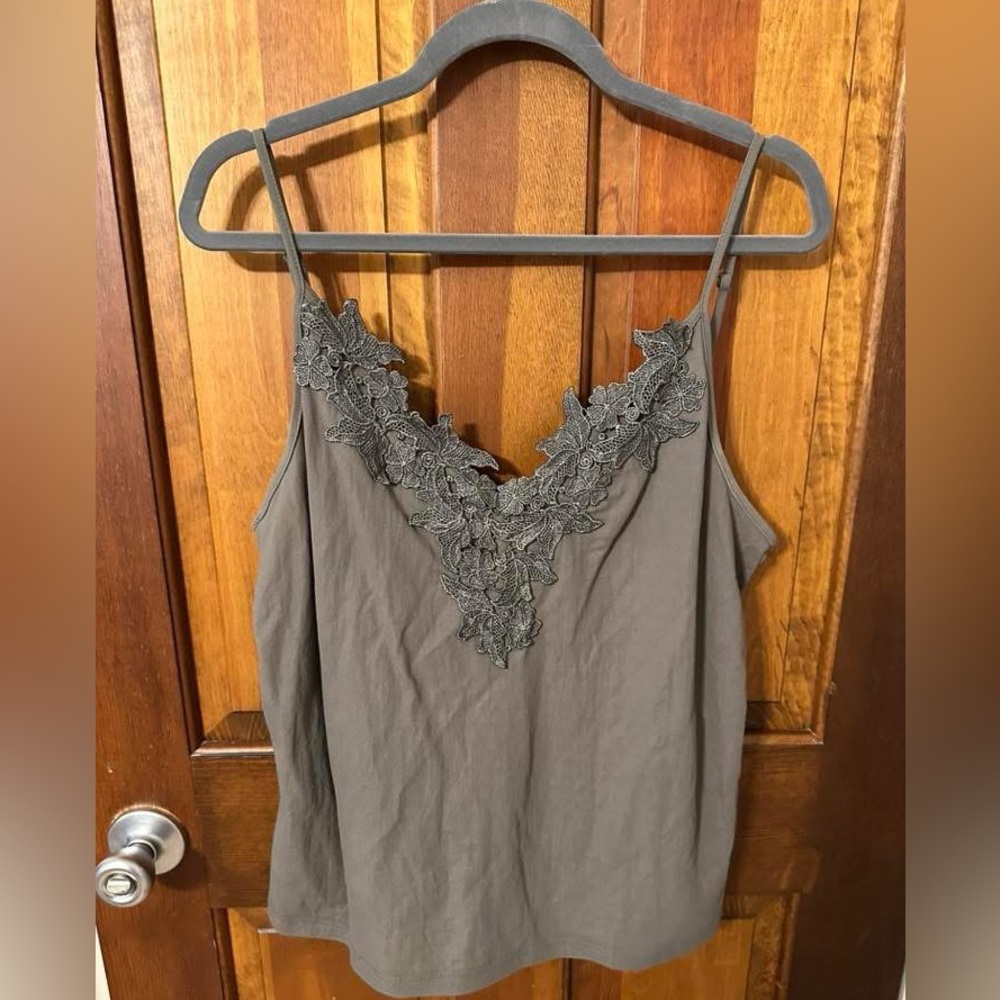Green Lace Trim Women's Top